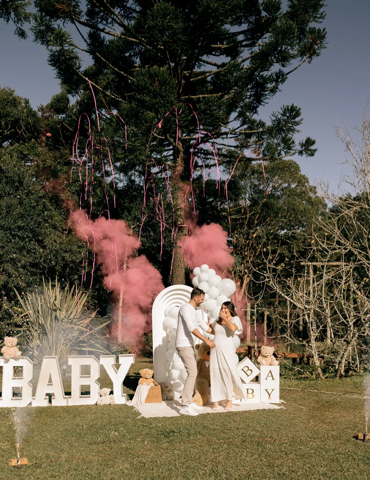 Pink smoke at a gender reveal (sample image)